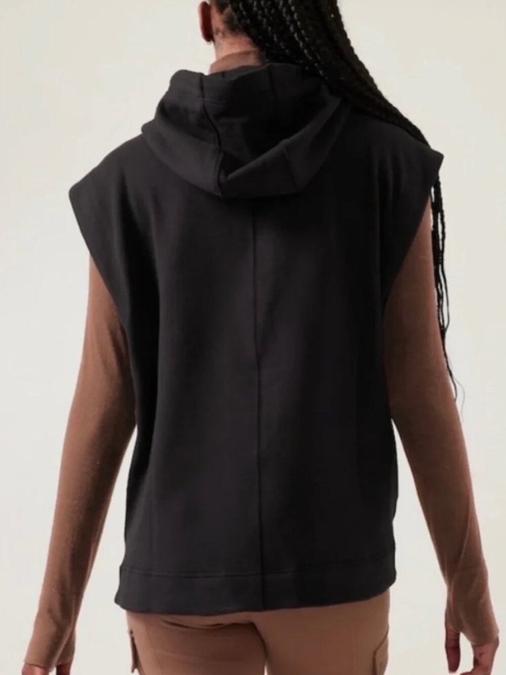 Athleta Retroplush Cocoon Sweatshirt Sleeveless Hoodie Women's XXS Black - Picture 2 of 5